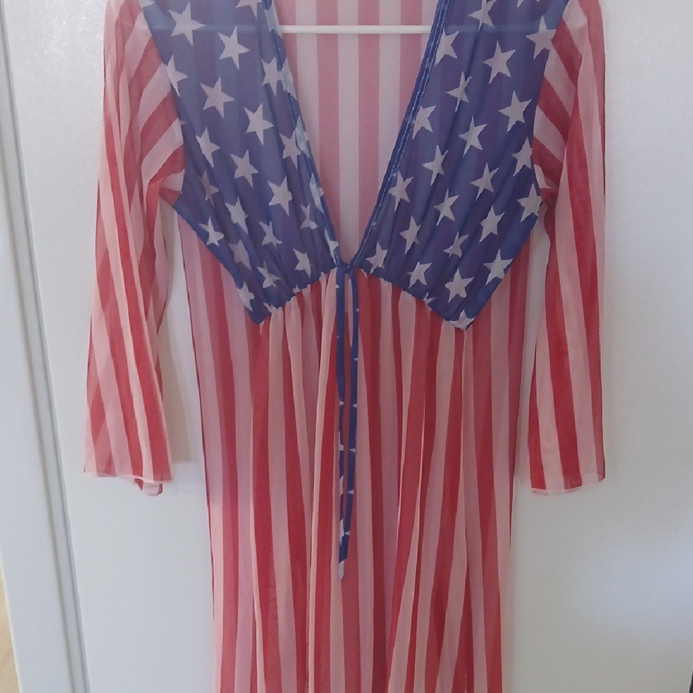 Patriotic Stars and Stripes Swim Coverup